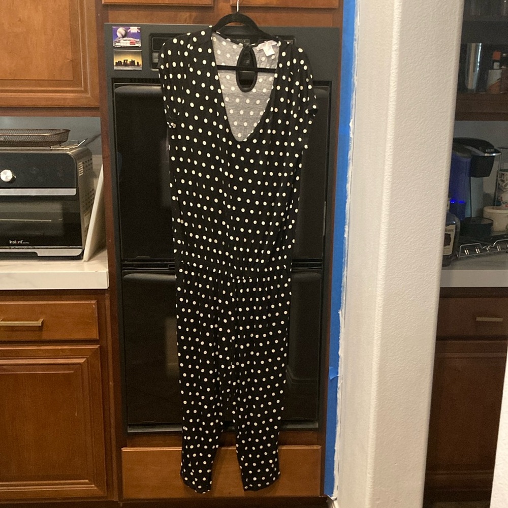 Black and White Polka Dot Wrap Jumpsuit